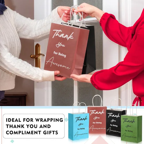 Vista 5 de Sweetude 48 bolsas de regalo de agradecimiento a granel con asas para profesores, compañeros de trabajo, personal, regalo de agradecimiento por ser