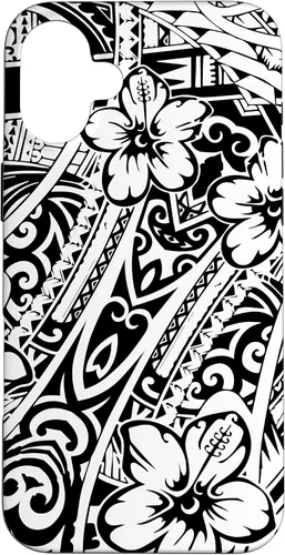 Vista 23 de iPhone 16 lindo tatuaje polinesio hawaiano tribal samoano patrón caso