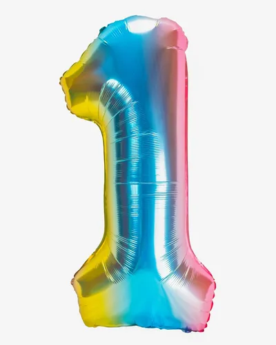 Vista 7 de Globos gigantes de 32 pulgadas para inflar con helio, para fiesta de cumpleaños, color degradado arcoíris (número 0 de gradiente arcoíris)