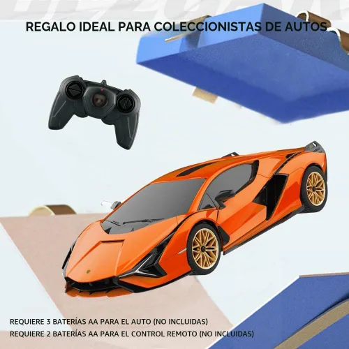 Vista 6 de Coche RC con licencia 1/24 para Lamborghini Sian FKP 37 con control remoto Naranja