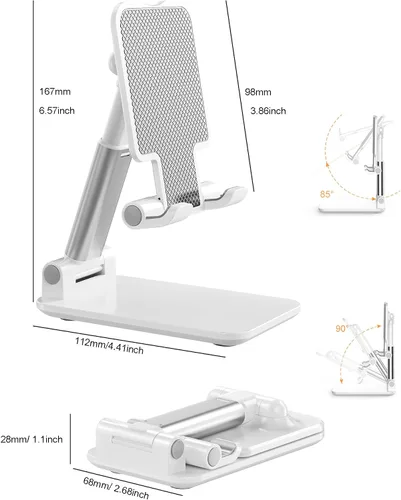 Vista 6 de Soporte para teléfono celular, soporte de teléfono celular ajustable en ángulo con almohadilla de silicona para escritorio, soporte de teléfono