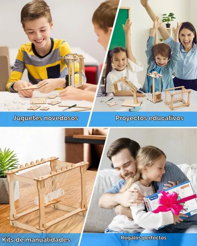 Vista 6 de Poraxy Juego de 5 kits de ciencia STEM para niños de 8 a 12 años, proyectos STEM de construcción de madera de 8 a 10, rompecabezas 3D