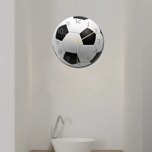 Vista 6 de Garneck Reloj de pared de fútbol reloj de pared de fútbol deportivo con impresión redonda de acrílico reloj de pared silencioso sin pintura