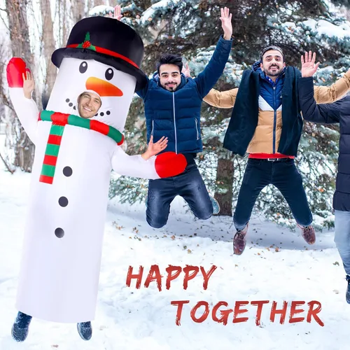 Vista 5 de Threan Disfraces inflables de Navidad, muñeco de nieve, tubo inflable, brazo agitador de Navidad con soplador para hombres y mujeres adultos