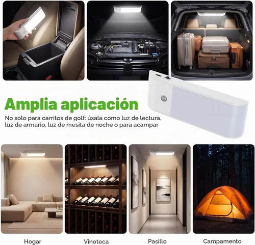Vista 3 de 10L0L Luz Universal para Techo de Carrito de Golf, Luz Cúpula LED Recargable por USB con Sensor de Movimiento Inalámbrico
