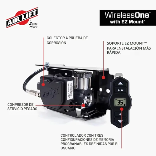 Vista 2 de Air Lift WirelessOne 2ª Generación + EZ Mount Compresor de Aire a Bordo con Aplicación Móvil - 25980EZ