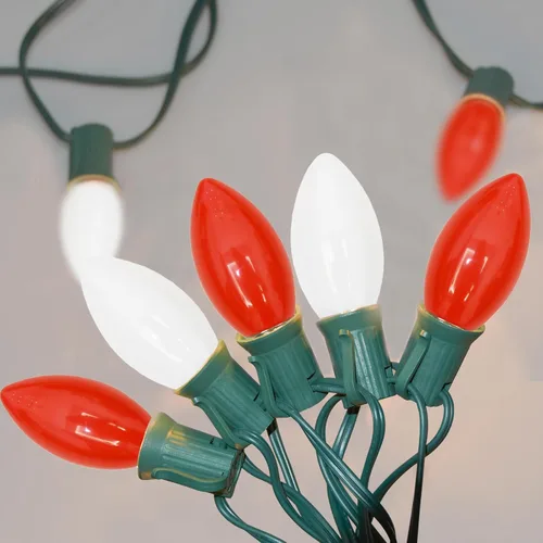 Vista 13 de SUNSGNE Luces LED C9 de Navidad para exteriores, luces de Navidad al aire libre con 27 bombillas LED de color blanco cálido (2 de repuesto)