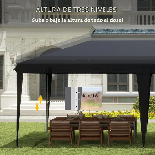 Vista 4 de Outsunny Carpa Emergente de 10' x 20', Carpas de Servicio Pesado Mejoradas para Fiestas, Gazebo Instantáneo al Aire Libre Refugio de Sombra Solar