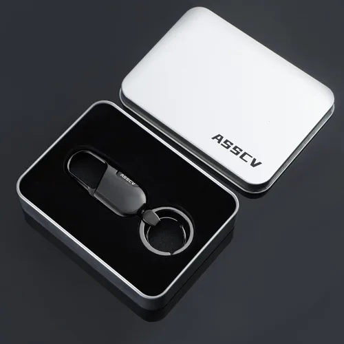 Vista 7 de Llaveros de coche, llaveros resistentes, accesorio para llaves de coche para hombres y mujeres, con elegante caja de metal Negro
