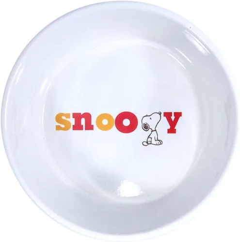Vista 2 de Peanuts Colorido cuenco de comida para perros Snoopy - Plato de cerámica pesada para mascotas (5 pulgadas de ancho)