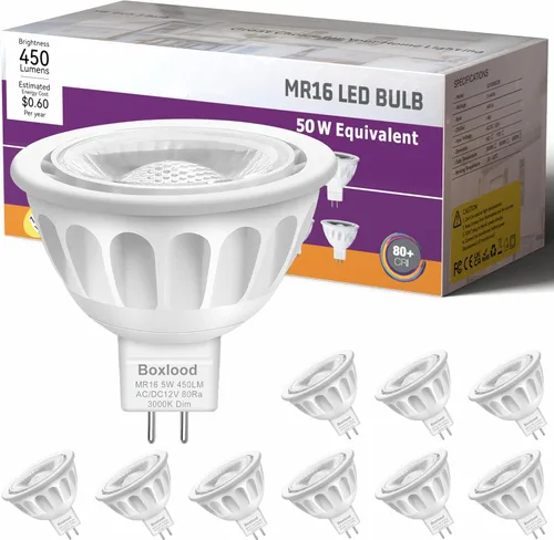 Vista 8 de Boxlood Bombilla LED MR16 regulable que cumple con UL, 90% de ahorro de energía, 3000 K blanco cálido, ángulo de haz de 40 grados, CA/CC 12 V, 5