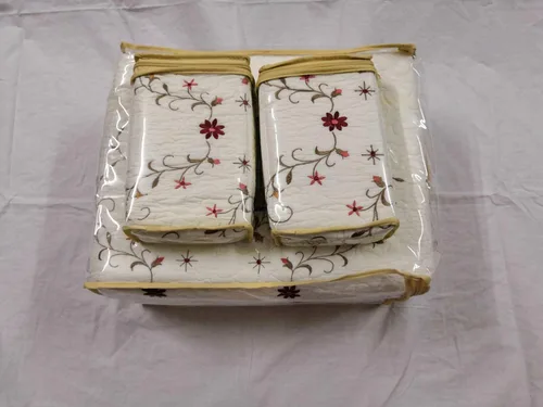 Vista 4 de Colcha acolchada 100% algodón, colcha bordada de lujo Amelia con flores blancas bordadas, idea de regalo para niñas y mujeres (1 edredón Queen)
