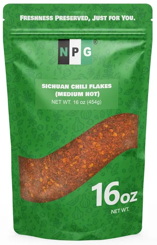 Vista 10 de NPG Copos de chile Sichuan de 16 onzas, copos de pimiento rojo triturado