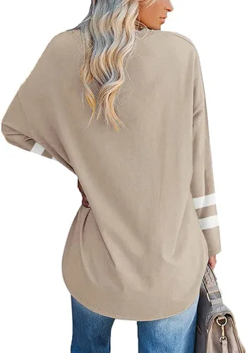 Vista 2 de Ebifin Women's Oversized Long Sleeve Tops V Neck Loose Casual Tunics T Shirts