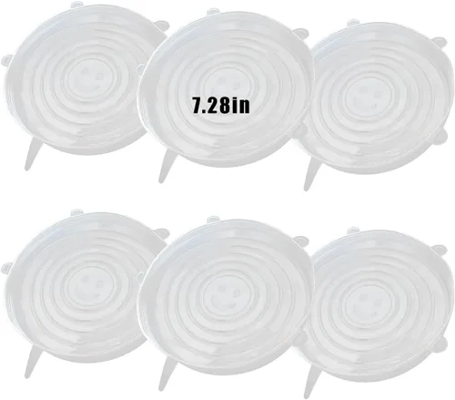 Vista 10 de Tapas elásticas de silicona, 6 piezas, 2.56 pulgadas Reusable and Durable, Silicone Container Covers, Food Storage, Expandable Bowl Covers