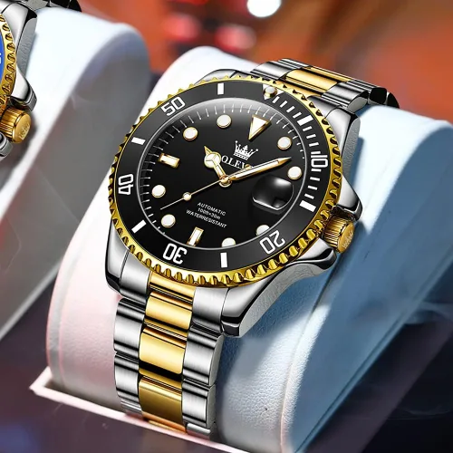 Vista 3 de OLEVS Relojes mecánicos automáticos para hombre, cuerda automática, de acero inoxidable de lujo, sin batería