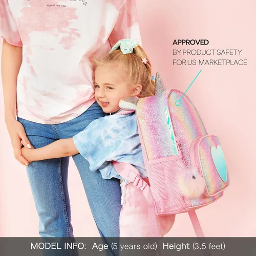 Vista 2 de Mibasies - Mochila de unicornio para niñas con diseño de arcoiris