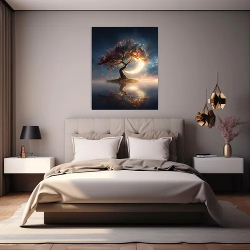 Vista 2 de VOCBAN Naturaleza árbol de la vida imágenes abstractas lienzo pintura grande moderno lienzo arte de pared árboles coloridos sala de estar decoración