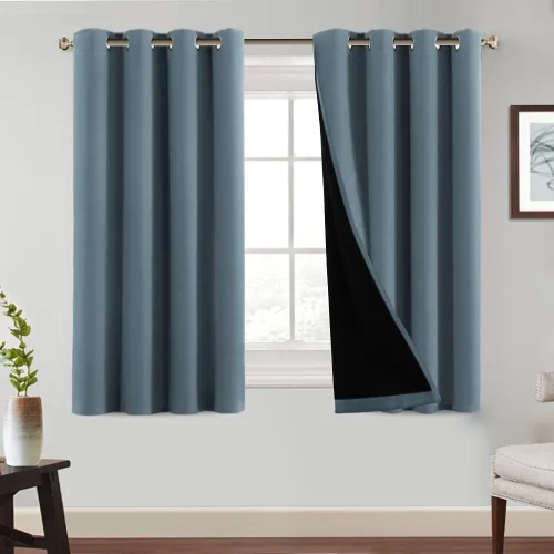 Vista 37 de PrinceDeco Cortinas 100% opacas de 54 pulgadas de largo, completamente opacas, tratamiento de ventanas, cortinas forradas con aislamiento térmico