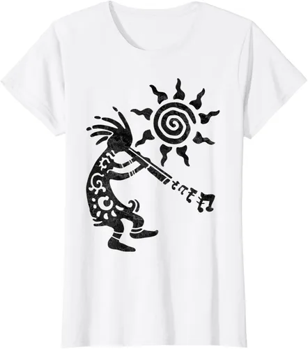 Vista 18 de Native American Kokopelli Musican With Flute 2 - Camiseta divertida para fanáticos, Blanco, S