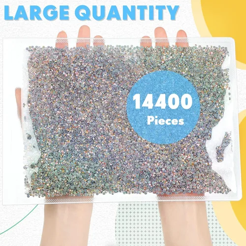 Vista 3 de Cindeer 14400 unidades de diamantes de imitación termoadhesivos de cristal de gran cantidad con parte trasera plana, diamantes de imitación