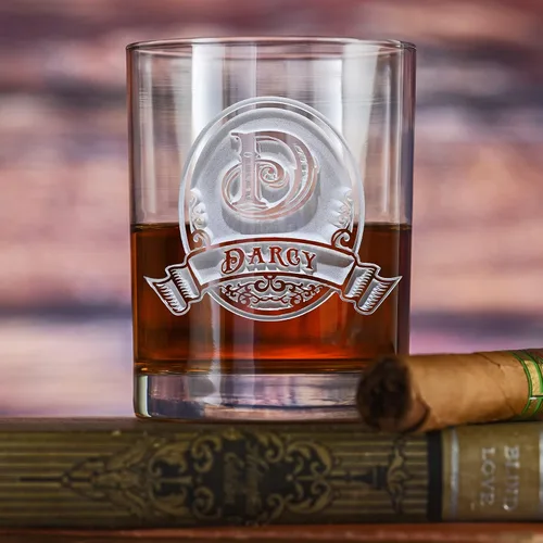 Vista 2 de Whisky personalizado, whisky, Bourbon, doble rocas antiguas de moda regalo de vidrio