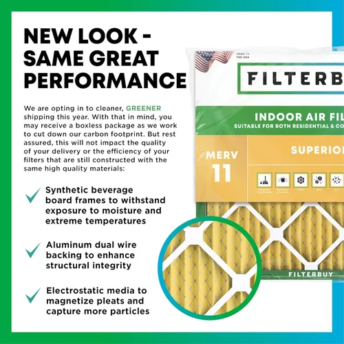 Vista 3 de Filterbuy Filtro de aire MERV 11 de 14 x 27 x 1 pulgadas, defensa contra alérgenos, 1 unidad, plisados, HVAC para calderas de CA