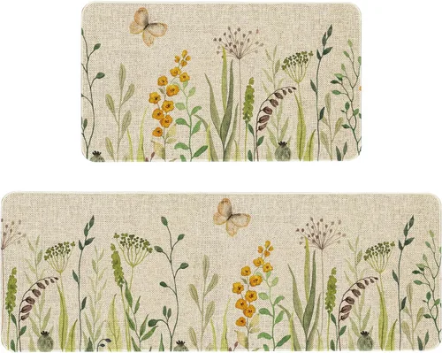 Vista 49 de Mloabuc® Tapete decorativo de flores, tapetes de cocina de arpillera de arpillera para mujer, accesorios de cocina para exteriores, 17 x 30 pulgadas