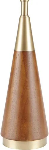 Vista 3 de Lámpara de mesa triangular de 26 pulgadas, color oro blanco, de mediados de siglo, moderna para mesita de noche, lámparas de escritorio para sala
