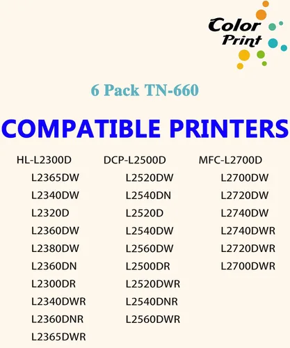 Vista 5 de Cartucho de tóner compatible TN660 de repuesto para Brother TN-660 TN 660 para HL-L2300D HL L2365DW L2340DW L2320D L2360DW DCP-L2520DW DCP-L2540DW