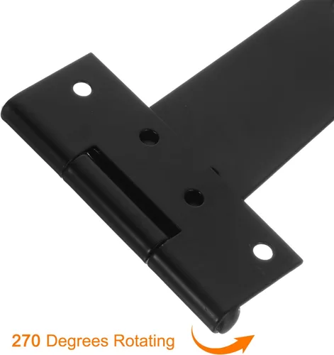 Vista 3 de uxcell 2 bisagras de puerta con correa en T, bisagras de puerta forjadas de 14 pulgadas, accesorios de hierro para granero de madera, cerca Negro