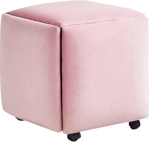 Vista 11 de WAYUTO Cubo de asiento 5 en 1 con ruedas giratorias, apilable para sofá, silla, taburete otomano anidable, reposapiés movible, silla de tocador
