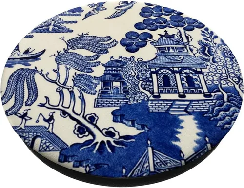Vista 2 de Blue Willow, Patrón asiático, PopSockets PopGrip intercambiable