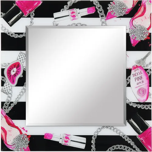 Vista 14 de Empire Art Direct Espejo de pared rectangular biselado en blanco y negro con vidrio templado impreso abstracto, tocador, espejo de baño, listo