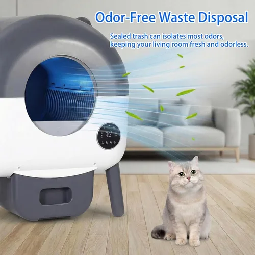 Vista 8 de Caja de arena autolimpiante para gatos con gran capacidad y limpieza automática, caja de arena automática con control de aplicación, triple