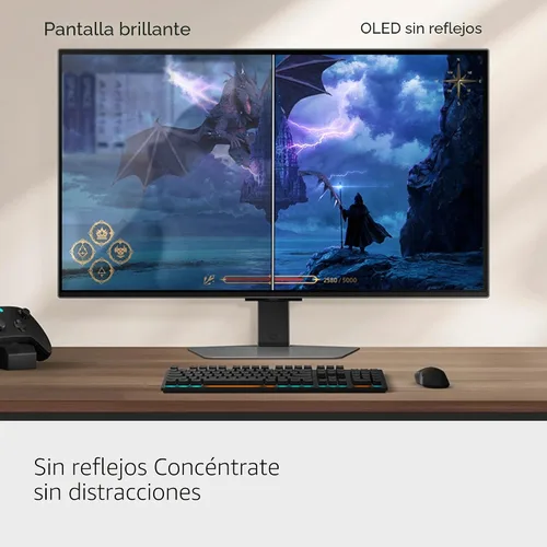 Vista 4 de SAMSUNG Odyssey QD-OLED G8 (G81SF) de 27 pulgadas, 4K, 240Hz, monitor para juegos, tiempo de respuesta de 0.03 ms, DisplayHDR True Black 400, AMD
