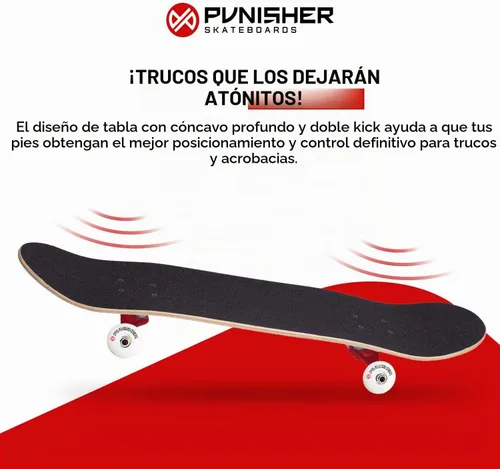 Vista 7 de Punisher Monopatín para niñas completo con rodamientos ABEC-7 de arce canadiense ABEC-7 de 31.5 x 7.75 pulgadas