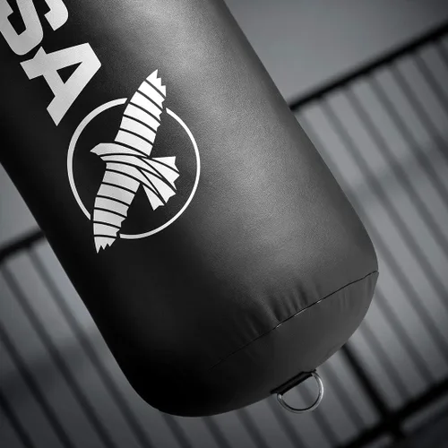Vista 4 de Hayabusa Saco de boxeo pesado de cuero de ingeniería, sin relleno, negro, 5 pies