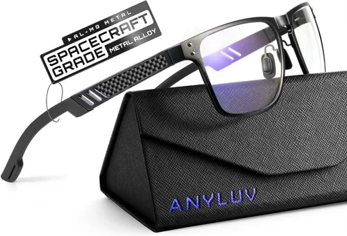 Vista 19 de ANYLUV Blue Light Blocking Glasses Men Computer Gaming Glasses Lightweight Al-Mg Metal Anti Eyestrain Eye Protection