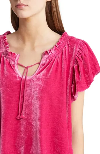Vista 5 de Free People Womens Puffed Sleeves Velvet Cropped