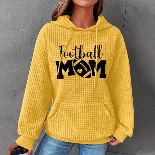 Vista 2 de YAFINMO Sudadera con capucha de fútbol americano para mujer, talla grande, para el día del juego, sudaderas con gráficos de fútbol americano, trajes