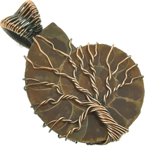 Vista 10 de Tree Of Life Natural Gemstone Pendant Copper Wire Wrapped Jewelry Necklace