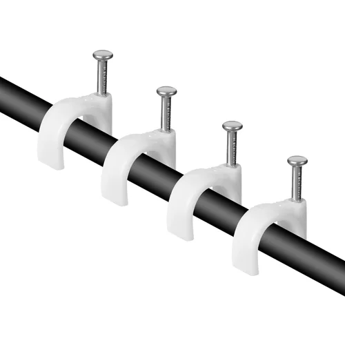 Vista 4 de Clips para cable, 120 grapas de cable de 0.394 pulgadas. Clips de pared de alambre con clavos de cable. Clips de cable blancos, RG6 RG59 CAT5 CAT6