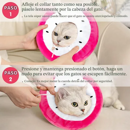 Vista 5 de ANWA Collar de cono ajustable para gato, suave, lindo collar de dona para gato después de la cirugía, conos de recuperación de gatitos para dejar