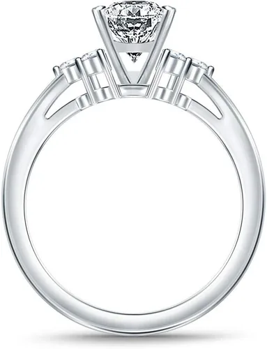 Vista 3 de Anillo de compromiso chapado en plata de moissanita blanca de corte ovalado para mujer