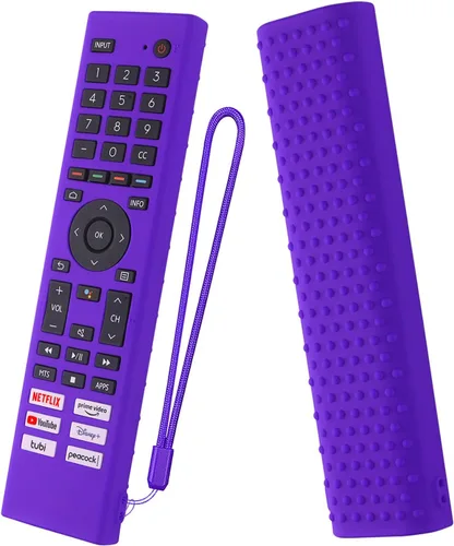 Vista 9 de Hisense ERF3J80H ERF3G80H ERF3F80H - Funda de silicona para control remoto Hisense 4K UHD Android Smart TV, a prueba de golpes, con cordón (negro)