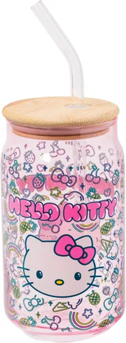 Vista 36 de Silver Buffalo Sanrio - Vaso de vidrio con tapa de bambú y sorbete de vidrio de fotos de Badtz-Maru, 16 onzas