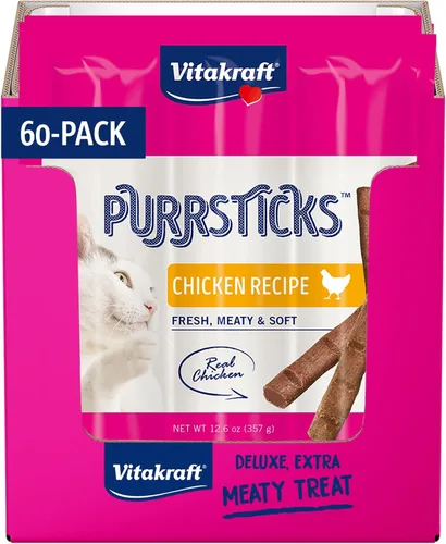Vista 11 de Vitakraft PurrSticks - Golosinas suaves nutritivas y saludables para gatos, palitos de carne asada al horno suavemente para gatos con 70% de carne