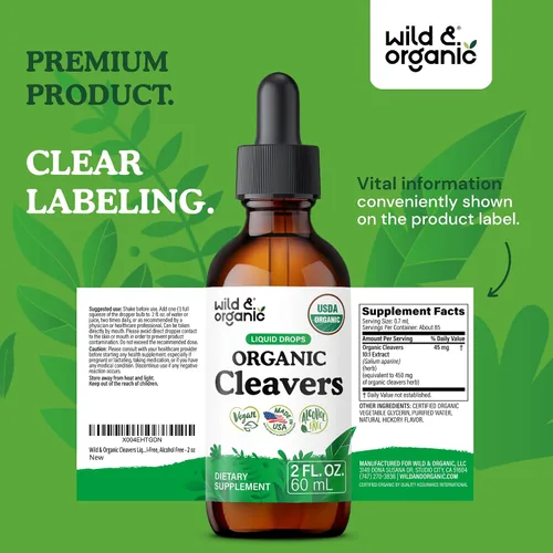 Vista 9 de USDA Organic Cleavers Gotas de drenaje linfático - Extracto de cuchillas - 2 oz