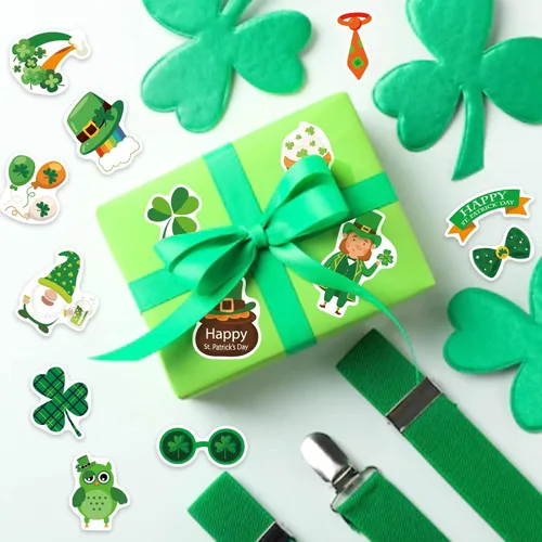 Vista 6 de 324 PIEZAS Adhesivos del Día de San Patricio - Adhesivos de Trébol para Niños Sombrero de Duende de Clover Irlandés Adhesivos Temáticos para Fiestas